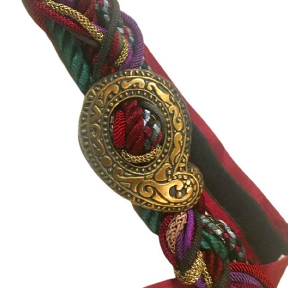Ione Vintage 80s Belt Paisley Antique Brass Buckle Adjustable S M L main image 5